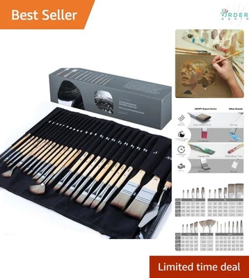 Professional Paint Brush Set 25P Synthetic Nylon Acrylic Oil Watercolor Canvas - Image 1 of 4