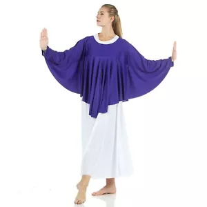 Danzcue Womens Angel Wing Drapey Pullover Dance Top - Picture 1 of 8
