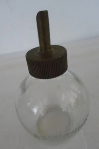 Antique Embossed Lunkenheimer 4” Glass Bottle Globe Oiler Hit &Miss Engine - Picture 1 of 5