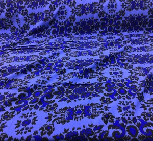 Challis Rayon Apparel Fabric Ikat Blue Black F521 - Picture 1 of 1