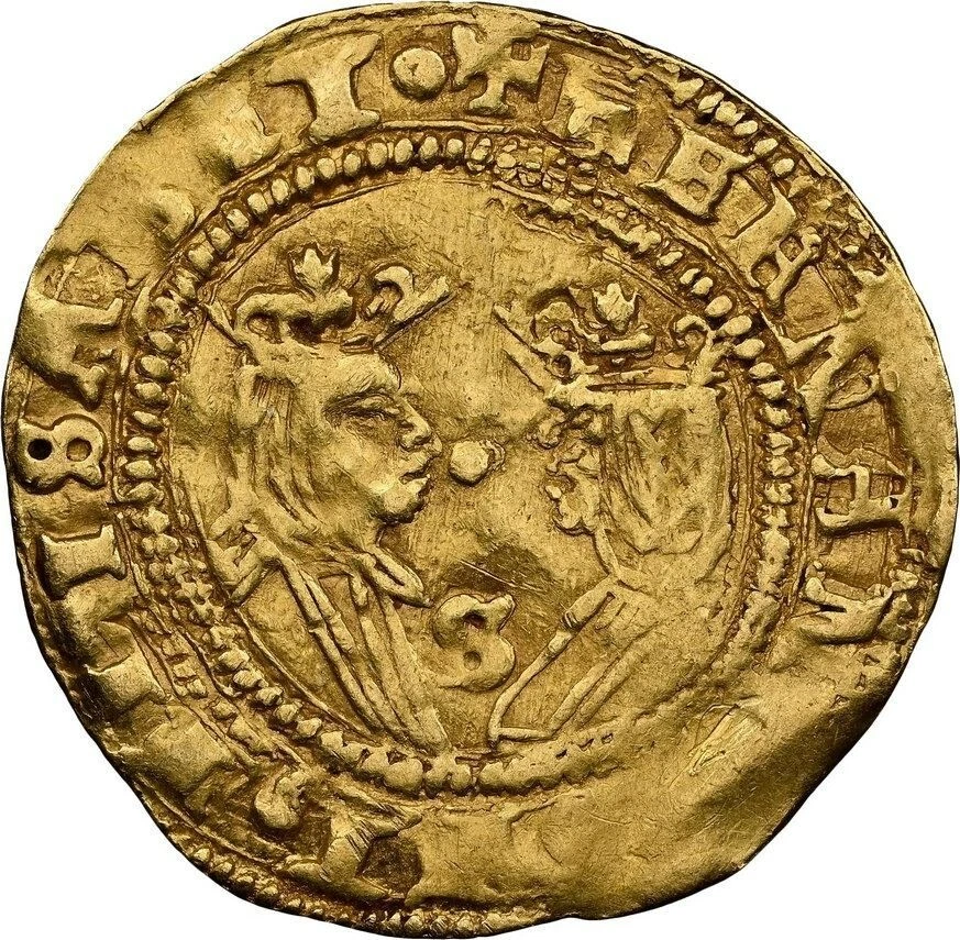 西班牙塞维利亚金 Excelente Ferdinand-Isabel 圆点半身像 NGC AU 55 — 第 1/4 张图片