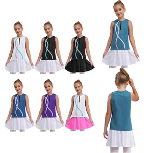 Kids Girls Vest With Skirts Vacation Sweatsuit Tennis Crop Top And Skirt Music - Picture 1 of 52