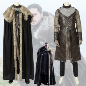 Game of Thrones Season 8 Jon Snow Costume Cosplay Suit Cloak Outfit - Picture 1 of 12