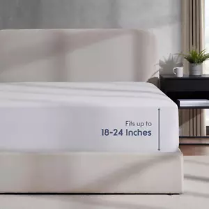 White Twin Fitted Sheet Kids, Extra Deep Pocket Fitted Sheet Twin Size, 1800 Mic - Picture 1 of 12