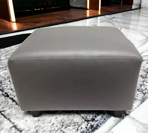 Footstool / Pouffe Small Box Stool gift Grey Faux Leather British Made - Picture 1 of 5