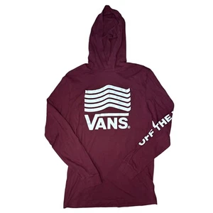 Vans Medium Mens Shirt Long Sleeve T-shirt Hoodie Off The Wall Burgundy - Picture 1 of 6