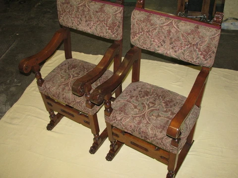 Pair of Restored 17th Century Continental Walnut Throne Armchairs With Paw Feet Cover