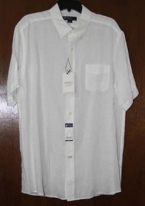 Cremieux Mens New $80 100% LINEN Short Sleeve Button Shirt sz L Large White NWT - Picture 1 of 14