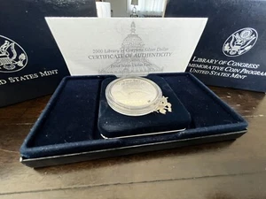 2000 Proof Library of Congress 90% Silver Dollar Commemorative OGP - Picture 1 of 4