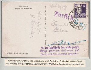 DDR-Retoure, keine Hausnummer u. der Absender ohne Adresse - Bild 1 von 2