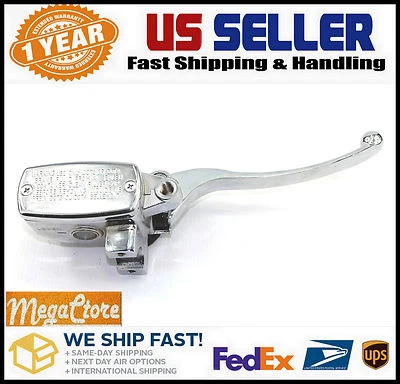 Brake Master Cylinder Honda Yamaha Harley Suzuki Kawasaki 1" fitment CHROME - Image 1 of 4