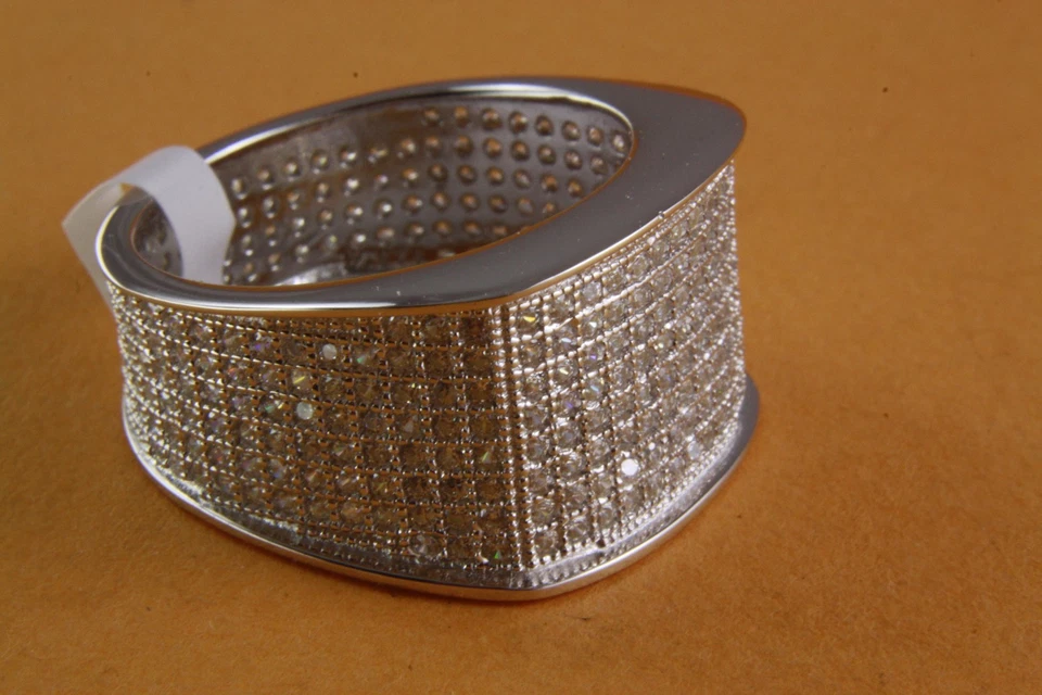 Strass Anello Zirconi Pietra con Sigillo IN Argento 925 / 215 - Immagine 1 di 1