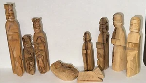 Nativity Scene Wooden Folk Art Hand Carved Christmas 9 Piece Jesus Lamb Magi - Picture 1 of 7