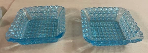 Vintage türkis blau Starburst gemustert Pressglas Schmuck Servierschale Paar 2 - Bild 1 von 7
