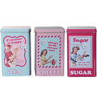 NEW PACK OF 3 RETRO VINTAGE CANISTERS KITCHEN ORGANISER STORAGE TEA SUGAR COFFEE