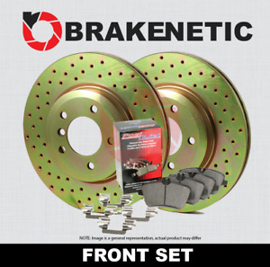 FRONT BRAKENETIC SPORT DRILLED Brake Rotors + POSI QUIET CERAMIC Pads BSK80549