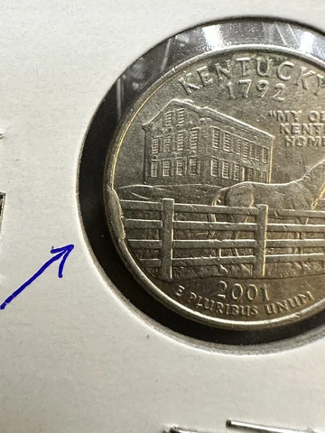 2001 P Kentucky Quarter Error - Reverse Cud - Nice Example Cover