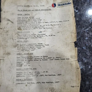original 1964 Studebaker Service Bulletin R3 R4 engine data and tune-up specs - Picture 1 of 5