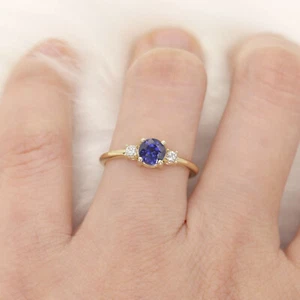 14k Sapphire Diamond Ring (September Birthstone) - Picture 1 of 10