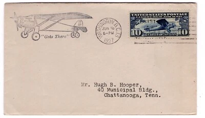 C10 Lindbergh 10c Airmail 1927 FDC - Washington DC Planty #11 - Image 1 of 2