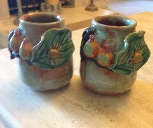 Vase Spider Insect Bugs Art Pottery Hand Made 2 Ewers Flowers Plant Artsy Set - Picture 1 of 8