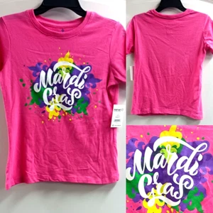 CAMISA NIÑA MARDI GRAS MANGA CORTA TALLA 10/12 ROSA BLANCO MORADO VERDE AMARILLO - Imagen 1 de 7