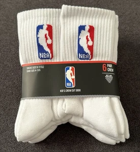 NBA 6-Pack Kids Size Crew Cut Socks Shoe Size 4-9.5 - Picture 1 of 3