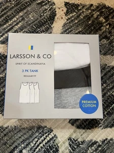 Canotta Larsson & Co Medium Cotone Confezione 3 Regular Fit Bianco Nero Grigio Top Elasticizzato - Foto 1 di 9