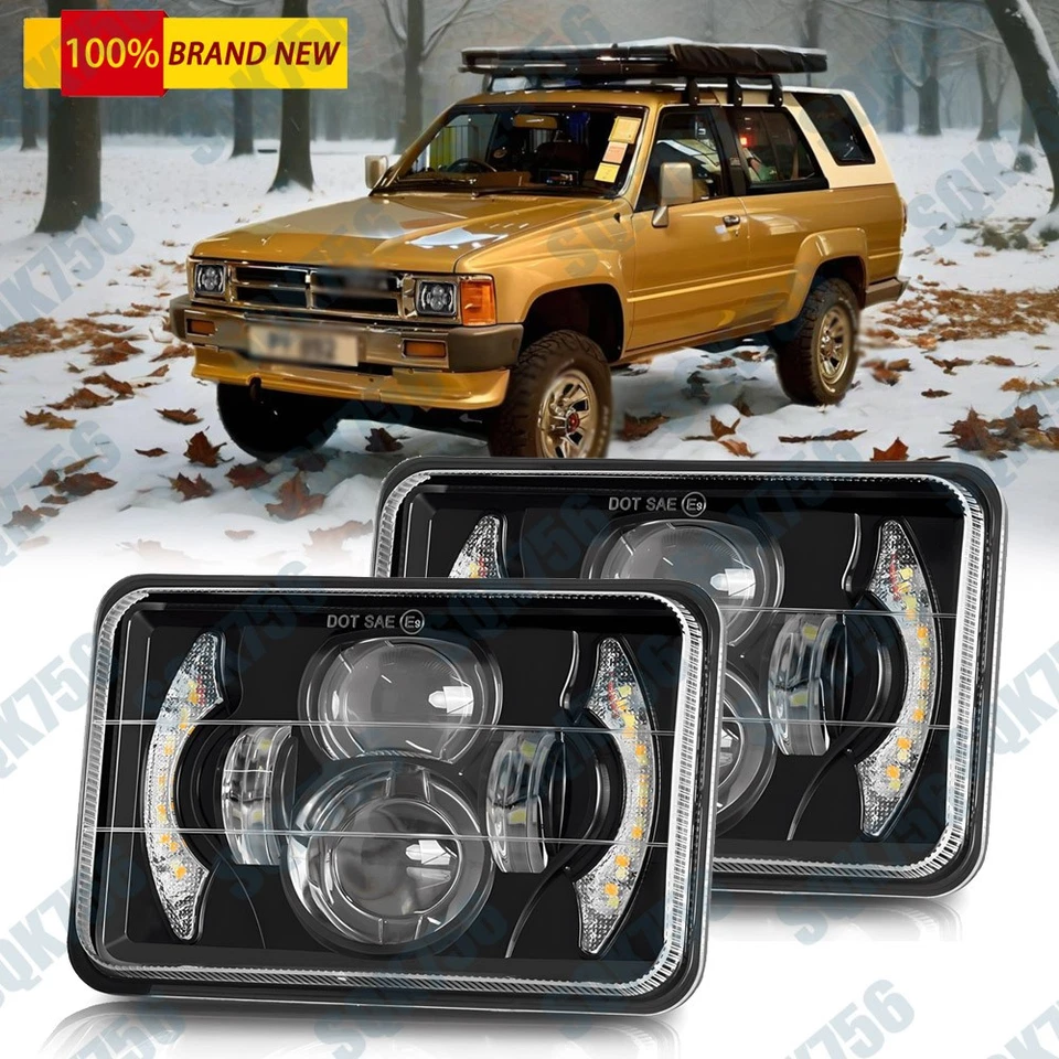 Par de faros LED 4x6"" haz alto/bajo para Toyota Land Cruiser 1988 1989 1990 Foto 1 de 4
