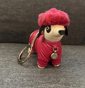 Kate Spade Novelty Festive Pink Claude Dachshund Dog Key Fob Bag Charm USED - Picture 1 of 7