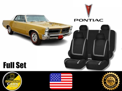 For All Pontiac Gray Lines Seat Covers Full Set High Quality Soft-Touch Fit - Image 1 of 4