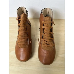 Fashion Footwear Side Zip Lace Accent Round Toe Lightweight Ankle Boot Size 9 - Picture 1 of 6