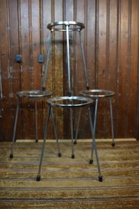 BUNSEN BURNER CIRCULAR TRIPOD 8" TALL ROUND TOP 4PC LOT CHEMISTRY LAB EQUIPMENT - Picture 1 of 10