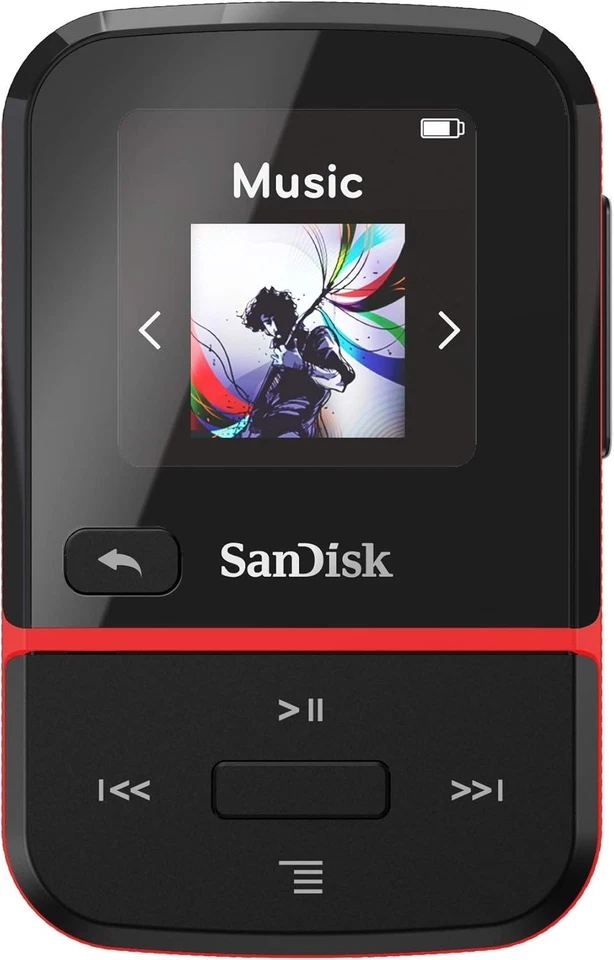 SanDisk 16GB Clip Sport Go MP3 Player LED Screen FM Radio SDMX30-016G Black Red - Image 1 of 4