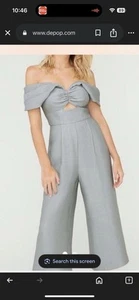 Sheike Jumpsuit Womens 8 Duck egg Blue, Pockets Off shoulder V-Neck Zip - Picture 1 of 14