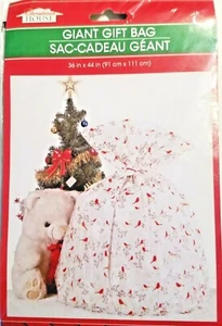 Christmas House Red Birds & Berries Giant Plastic Gift Wrapping Bag 36 x 44 in - Picture 1 of 2