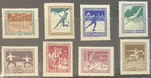 JUEGO DEPORTIVO HÚNGARA 1925 SG452/459 MONTADO COMO NUEVO GATO £123 - Imagen 1 de 2