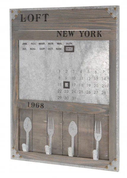 Memoboard NEW YORK Board mit Kalender & 4 Haken Magnettafel Holz Tafel Wandtafel - Bild 1 von 1