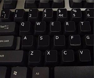 Autocollants noirs anglais Royaume-Uni avec lettres blanches - ordinateur portable, PC, ordinateur, clavier - Photo 1/2