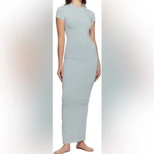 SKIMS New Vintage T-Shirt Maxi Dress Crew Neck Short Sleeve Dress Denim Sz S NEW - Picture 1 of 9