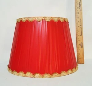 Vtg Plastic Ribbon Red Lamp Shade 50's Retro Round Barsony Wrapped 14"x9" - Picture 1 of 7