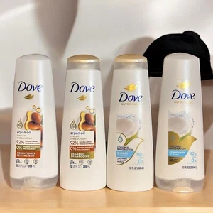 4X-Dove 2) Argan Oil+Repair, 2) Ultra Care+Hydration Shampoo & Conditioner 12oz - Picture 1 of 2