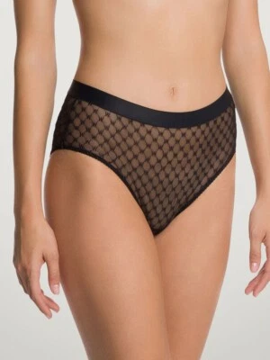 Wolford Womens Sheer Logo Modern Brief Midrise Cut Black Stretch Mesh Size S NWT - Image 1 of 4