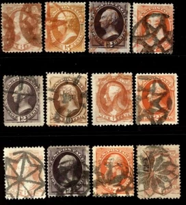 NYFM FANCY CANCELS --- x12 BETTER - COLORED, PREMIUM STAMPS, etc - Picture 1 of 1