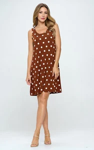 JOSTAR SHORT TANK DRESS Stretch POLY SPANDEX Slinky Knit BROWN S M L XL 2X 3X - Picture 1 of 8