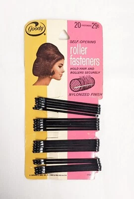 Paquete De 20 Sujetadores Rodillos De Colección Años 70 Negro Acabado Nylon Cabello 820 Foto 1 de 4