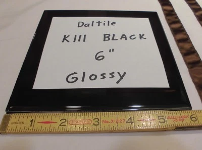 2 uds. Azulejos de cerámica brillante *Kohler Black - #K111 Black* 6" X 6" de Daltile; NUEVO Foto 1 de 4