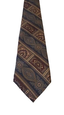 Corbata Woodward Para Hombres Azul Seda Borgoña Tostado Paisley Rayas Hermosa Potencia Foto 1 de 4