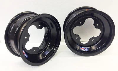 DWT Black A5 Rolled Lip ATV Front Wheel PAIR 10" 10x5 3+2 4/144 450R 400EX 250R - Image 1 of 3