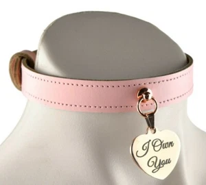 CUSTOMIZABLE Rose Gold Blush Pink Engraved Pendant Collar Leather Col40BlPnkHPd - Bild 1 von 5